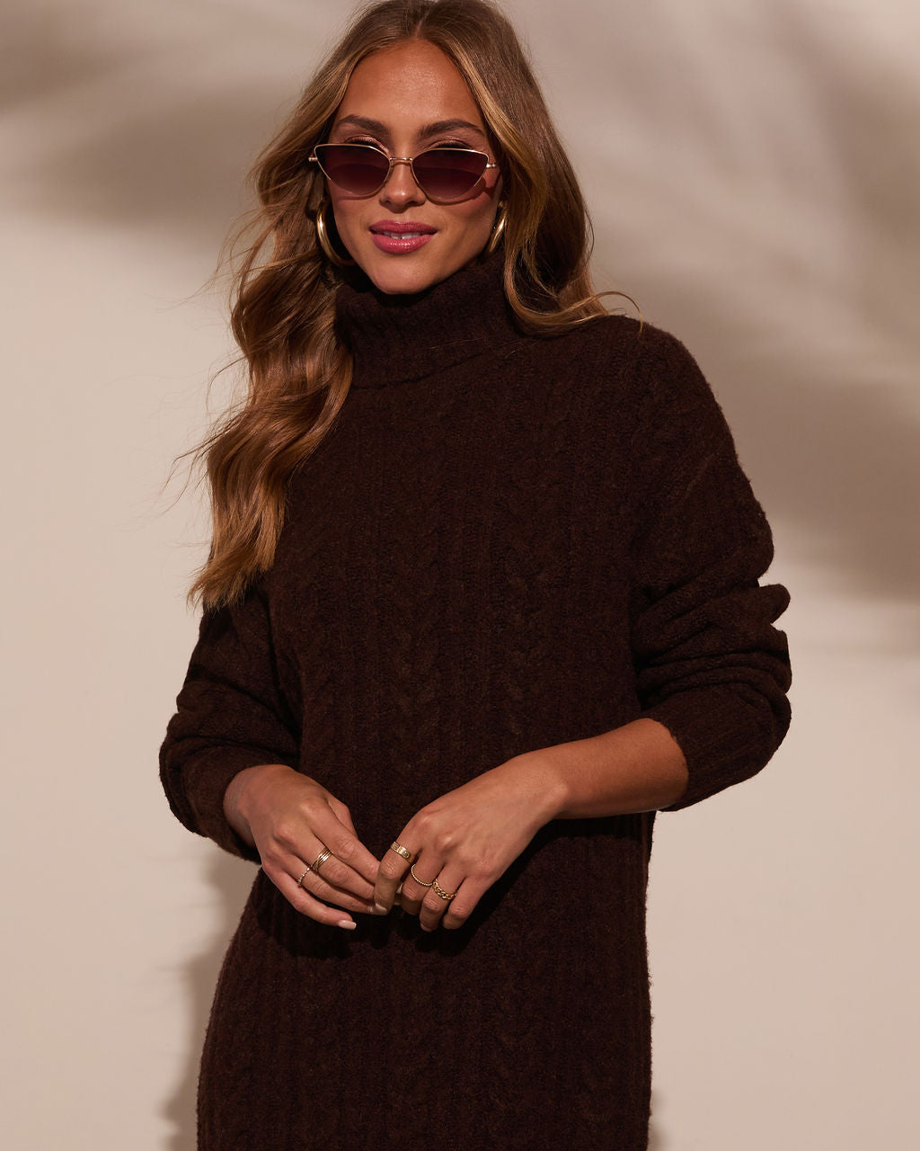 Snowdrift Turtleneck Sweater Dress-Vogue Logic