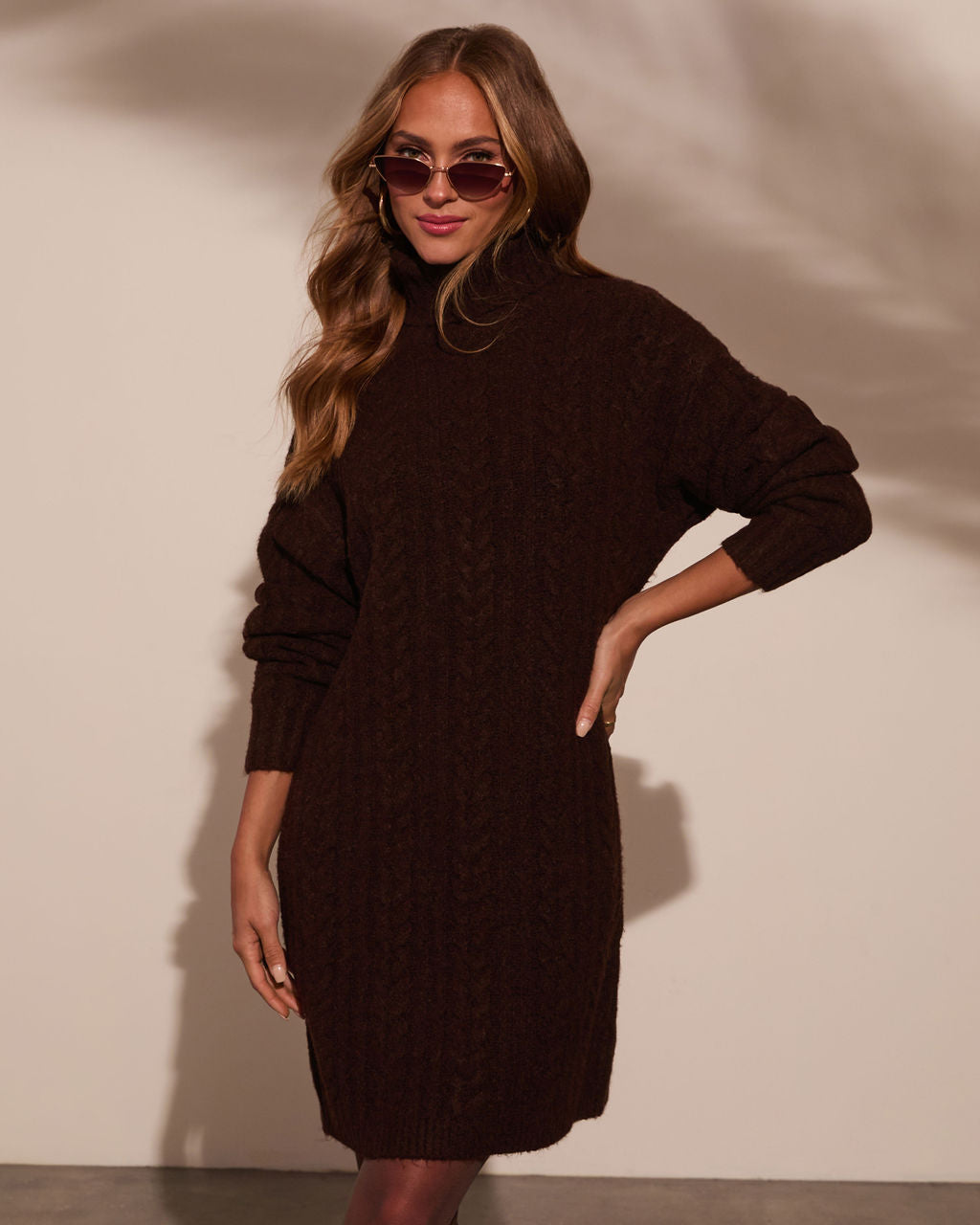 Snowdrift Turtleneck Sweater Dress-Vogue Logic