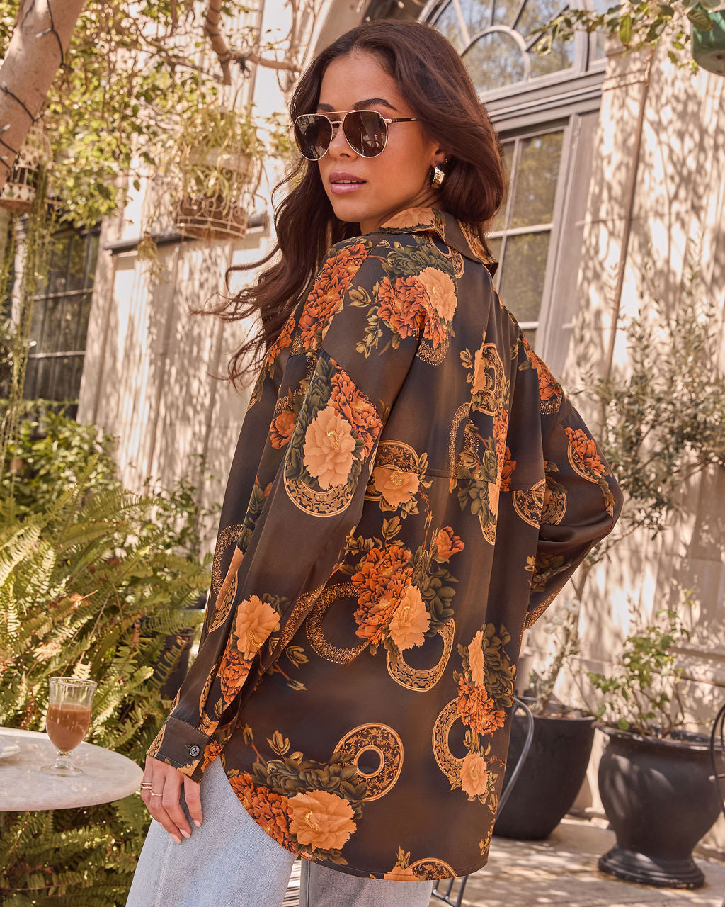 Fallowed Field Print Button Up Top-Vogue Logic