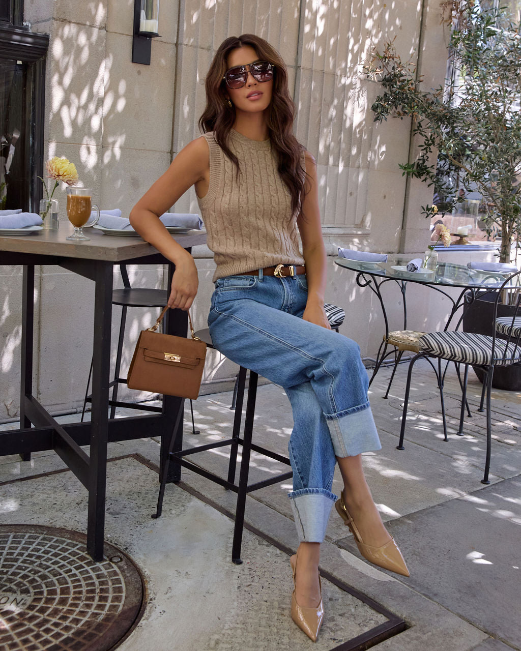 Come Find Me Cable Knit Crew Neck Vest-Vogue Logic