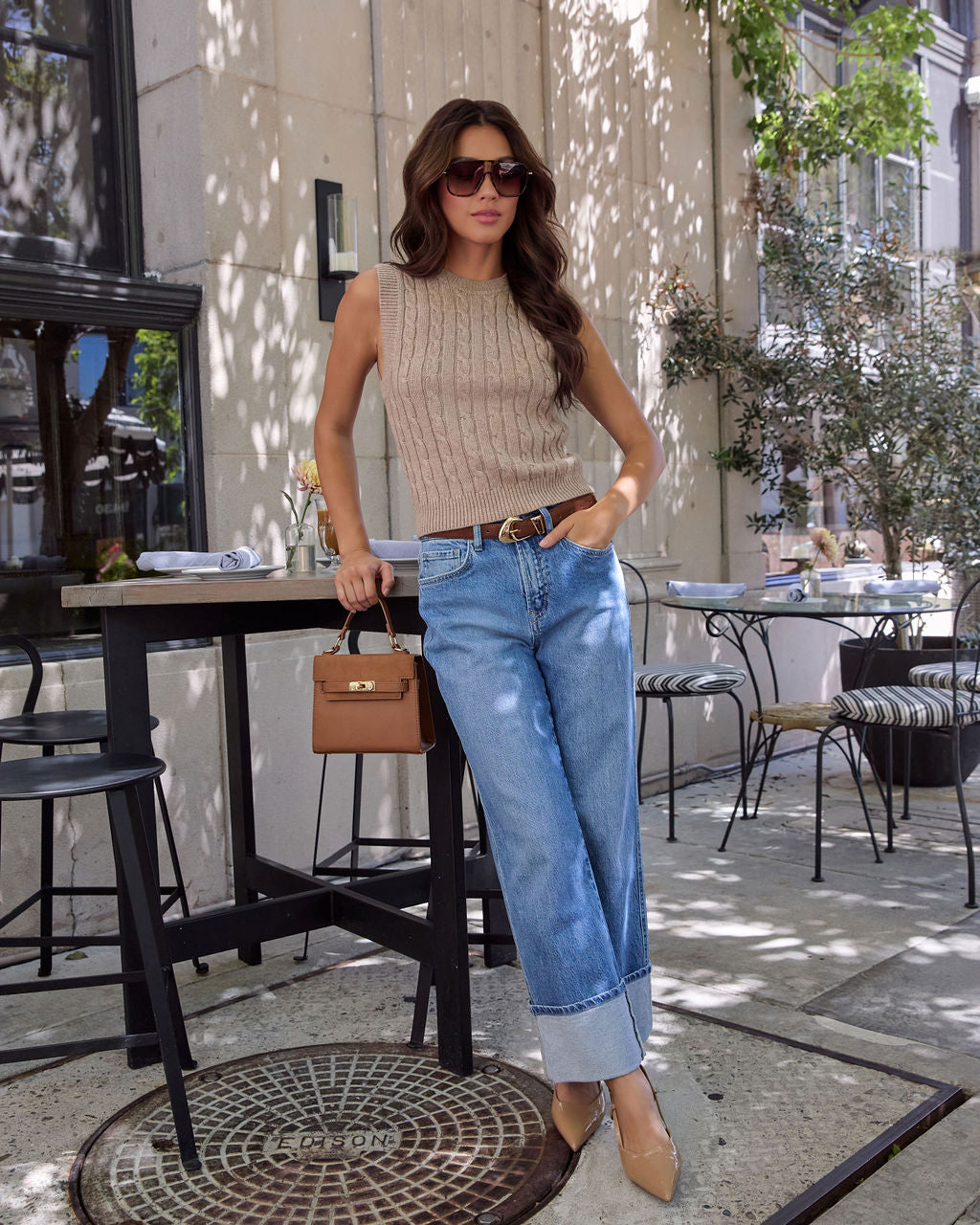 Come Find Me Cable Knit Crew Neck Vest-Vogue Logic