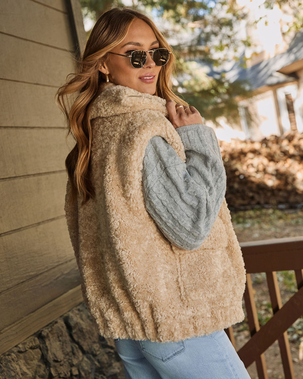 Gather Together Shearling Vest-Vogue Logic