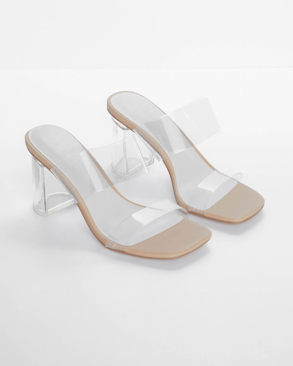 Jodi Clear Block Heel Mules-Vogue Logic