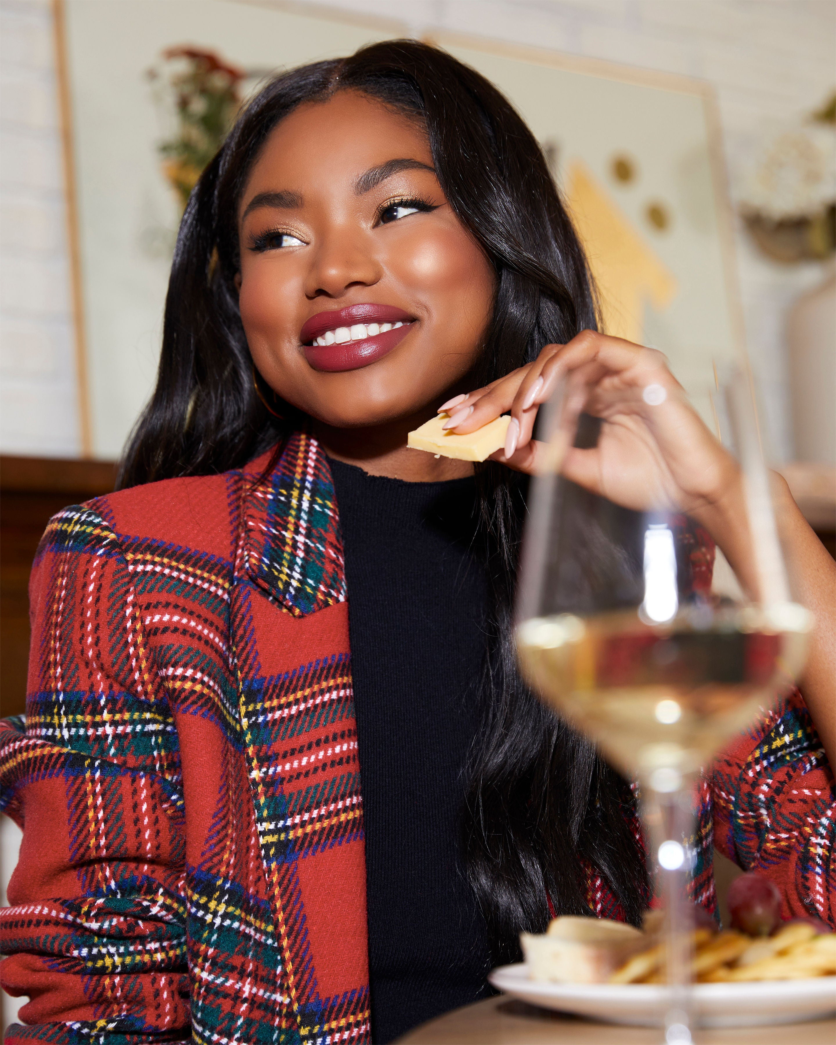 Eve Pocketed Plaid Blazer-Vogue Logic