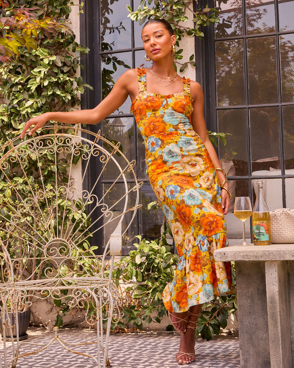 My Fair Lady Floral Ruffle Maxi Dress-Vogue Logic