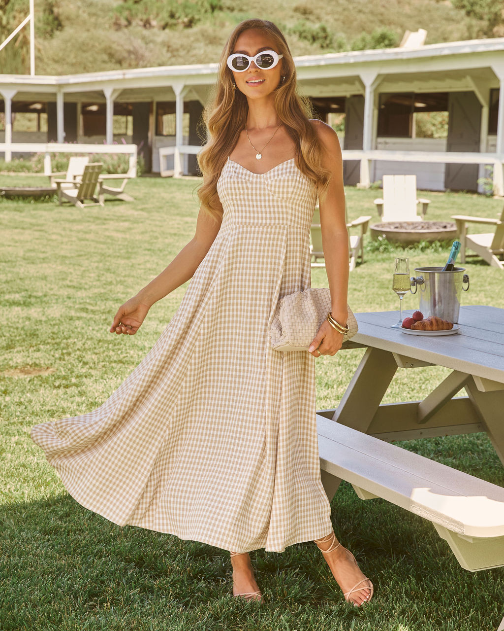 Maralen Gingham Maxi Dress-Vogue Logic
