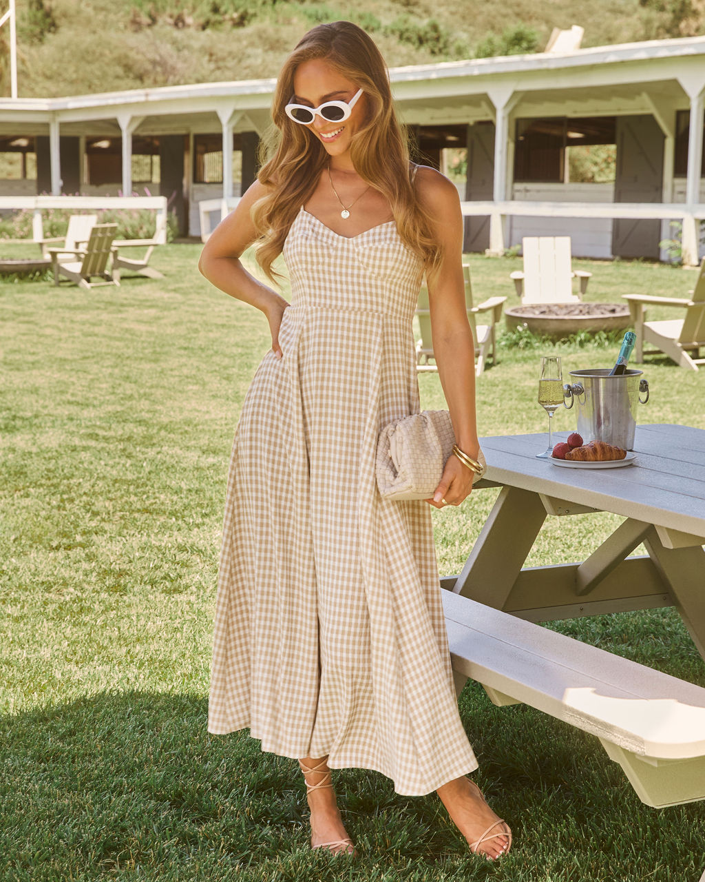 Maralen Gingham Maxi Dress-Vogue Logic