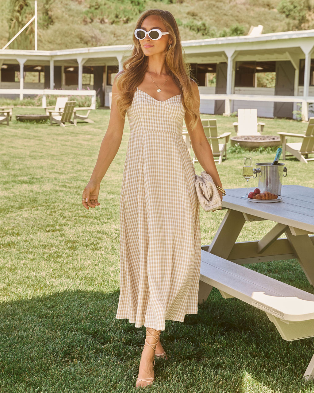 Maralen Gingham Maxi Dress-Vogue Logic