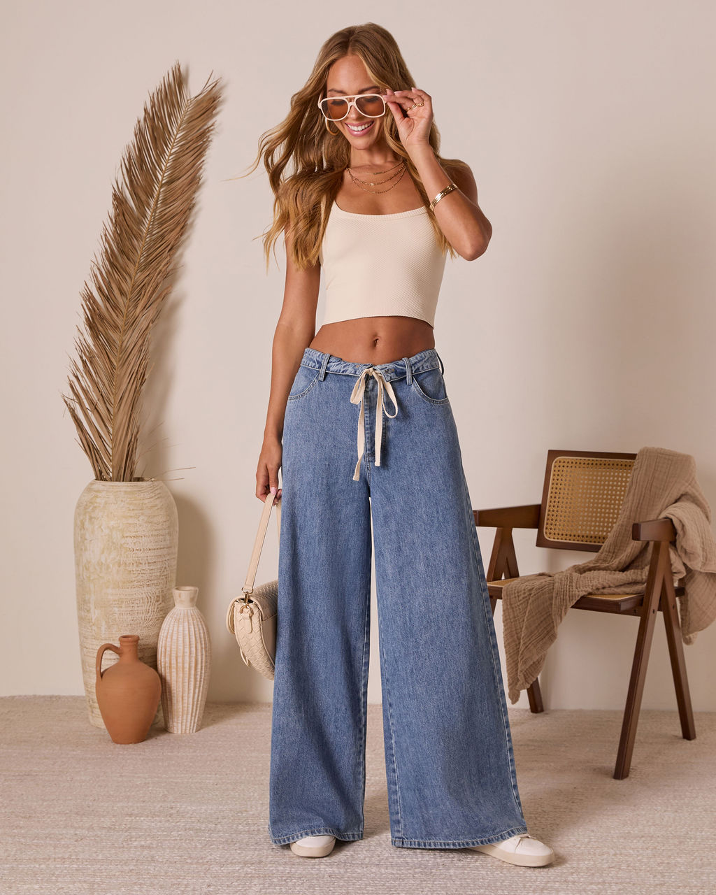 Solonge Rigid Drawstring Jeans-Vogue Logic