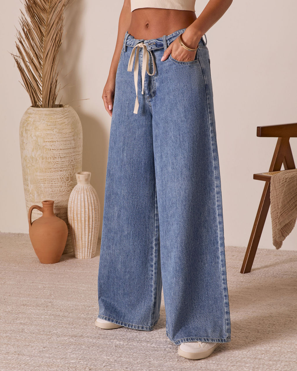 Solonge Rigid Drawstring Jeans-Vogue Logic