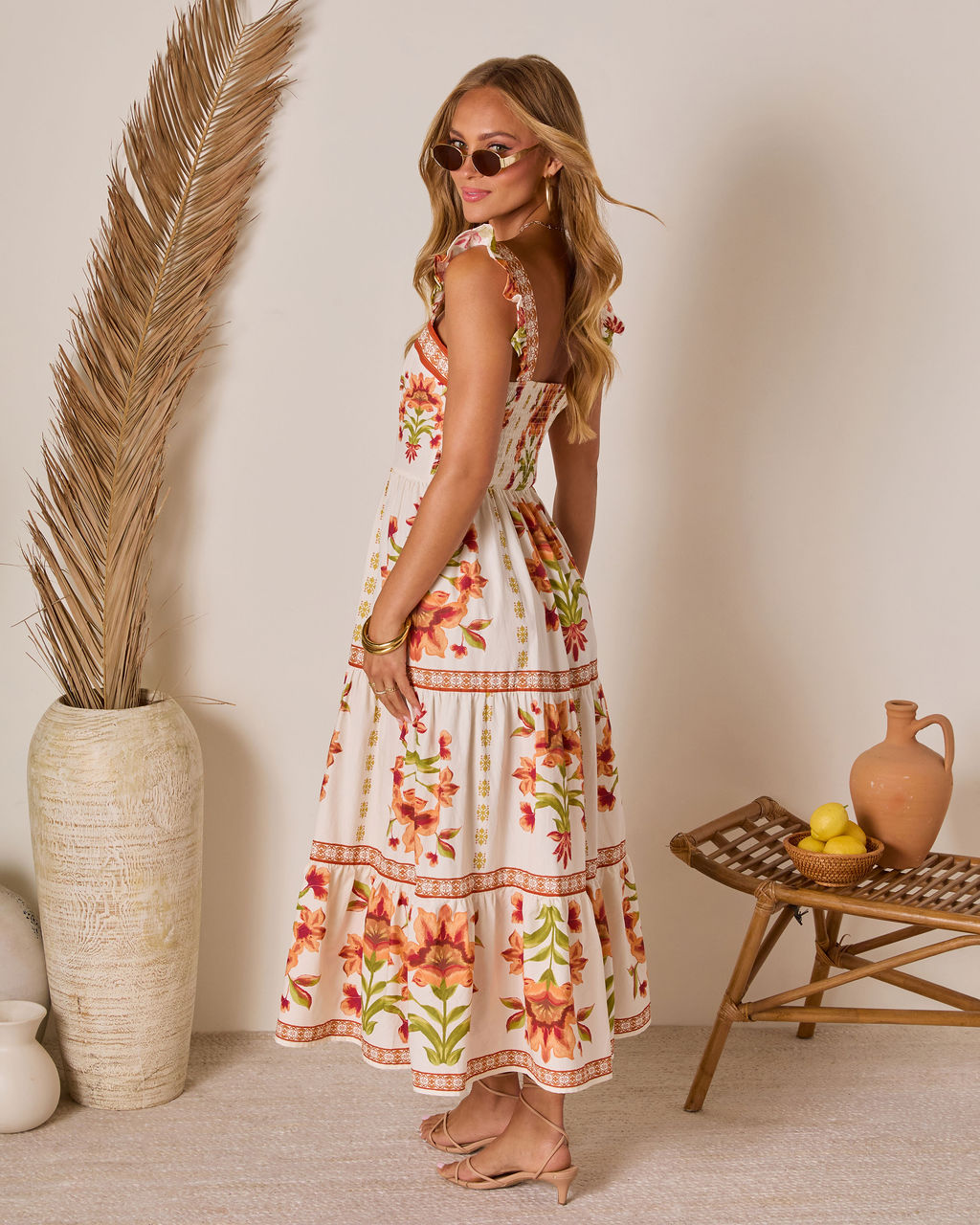 Tropical Reverie Tiered Floral Maxi Dress-Vogue Logic