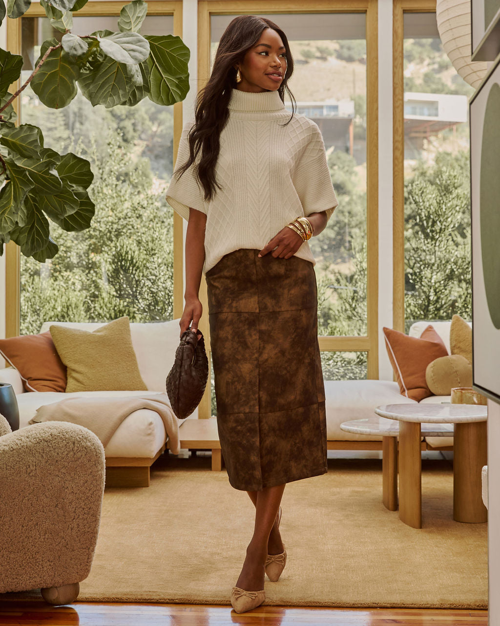 Take Me On Leather Midi Skirt-Vogue Logic