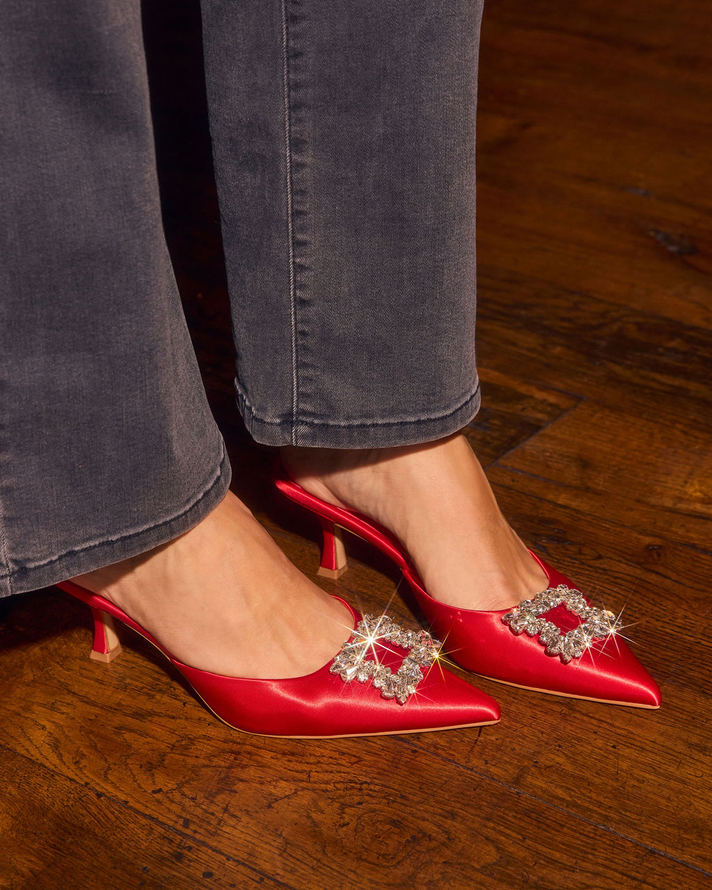 Lets Dance Rhinestone Buckle Mule-Vogue Logic