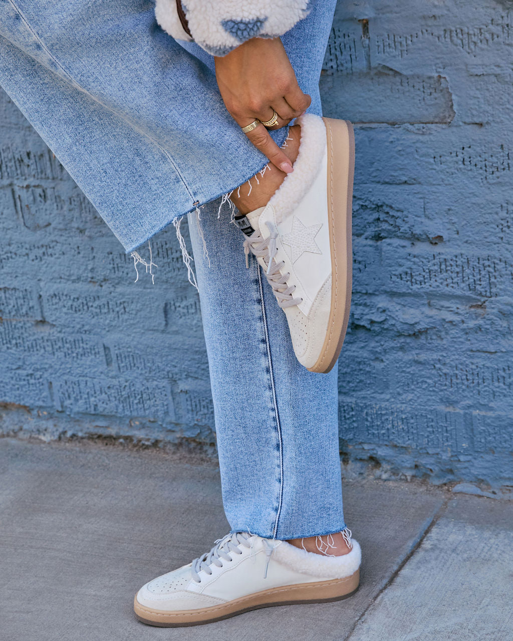 Chita Sherpa Lined Embossed Star Sneakers-Vogue Logic