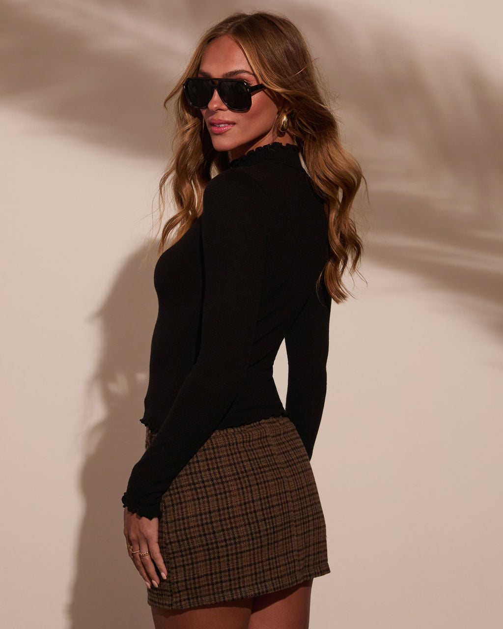 Warm Wishes Ruffle Mockneck Sweater Top-Vogue Logic