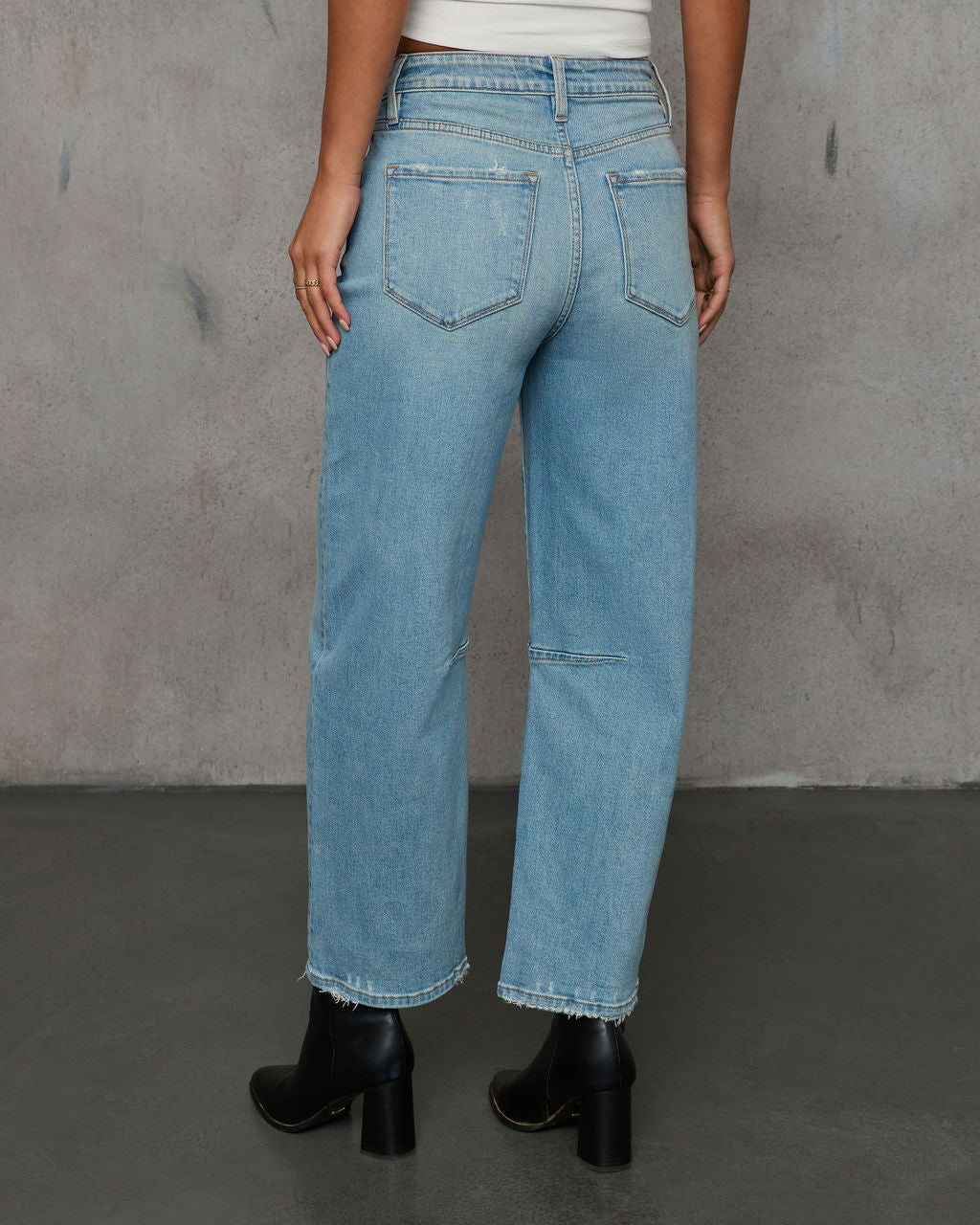 Evangelina Stretch Distressed Barrel Jeans-Vogue Logic