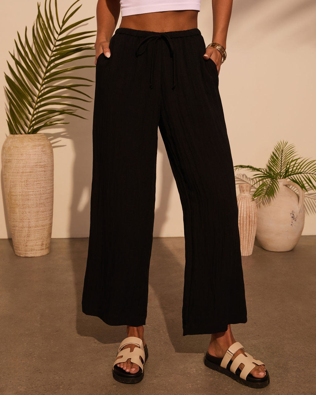 Juliena Waist Tie Pants-Vogue Logic