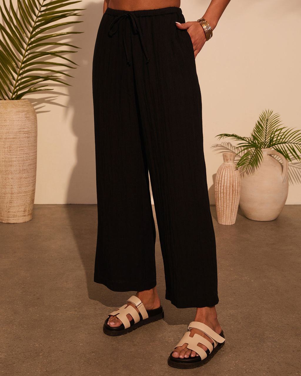 Juliena Waist Tie Pants-Vogue Logic