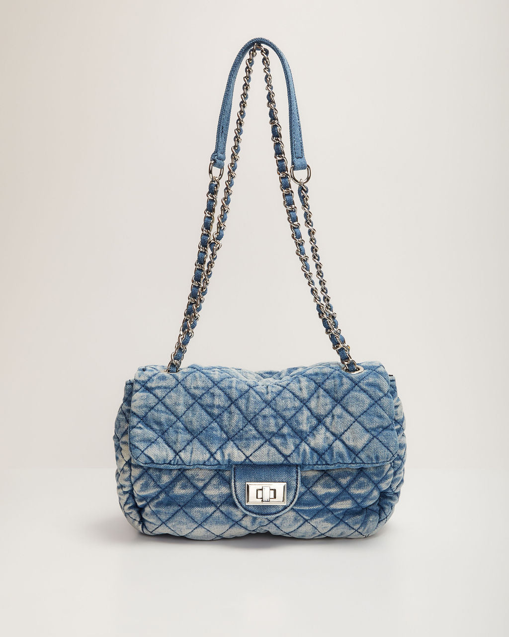 Keshia Denim Quilted Shoudler Bag-Vogue Logic