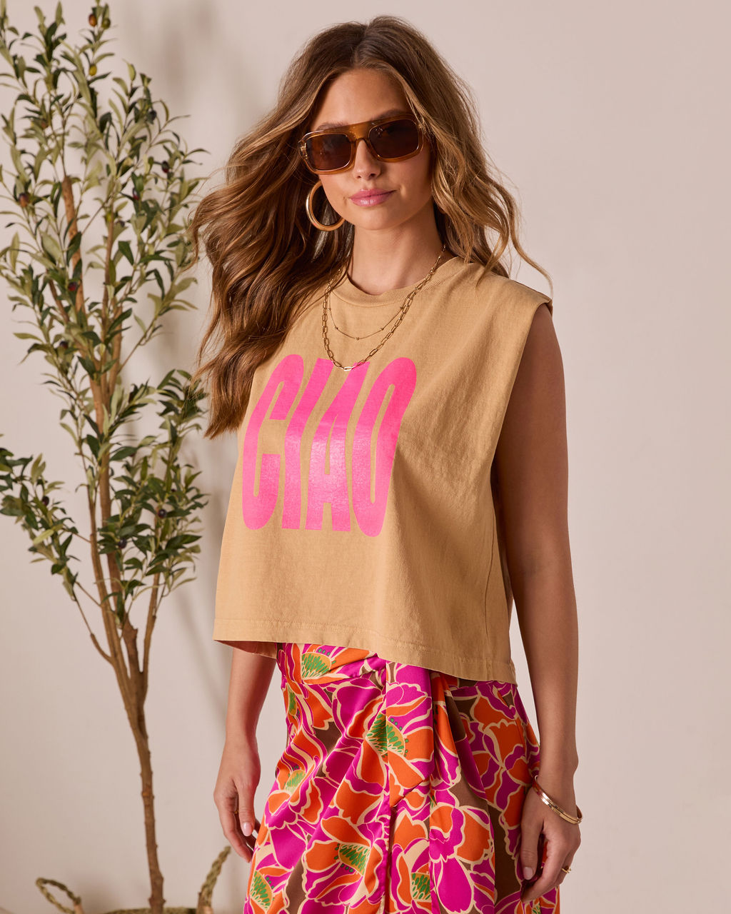 Ciao Graphic Muscle Tee-Vogue Logic