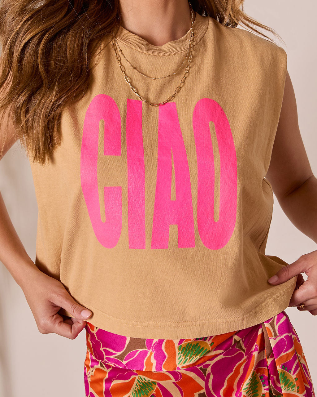 Ciao Graphic Muscle Tee-Vogue Logic