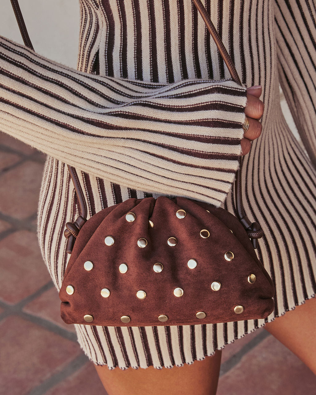 Crisetta Suede Studded Crossbody Bag-Vogue Logic