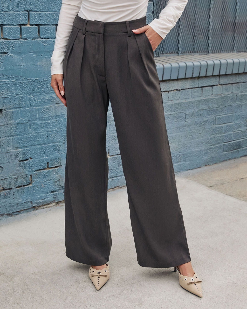 High Road Wide Leg Pleated Trousers-Vogue Logic