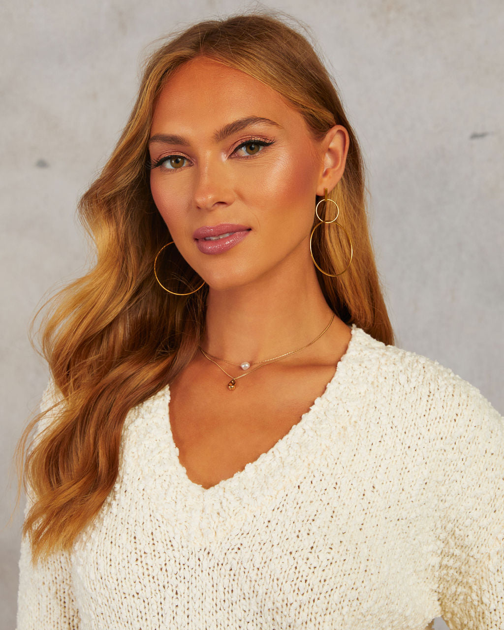 David Double Hoop Drop Earrings-Vogue Logic