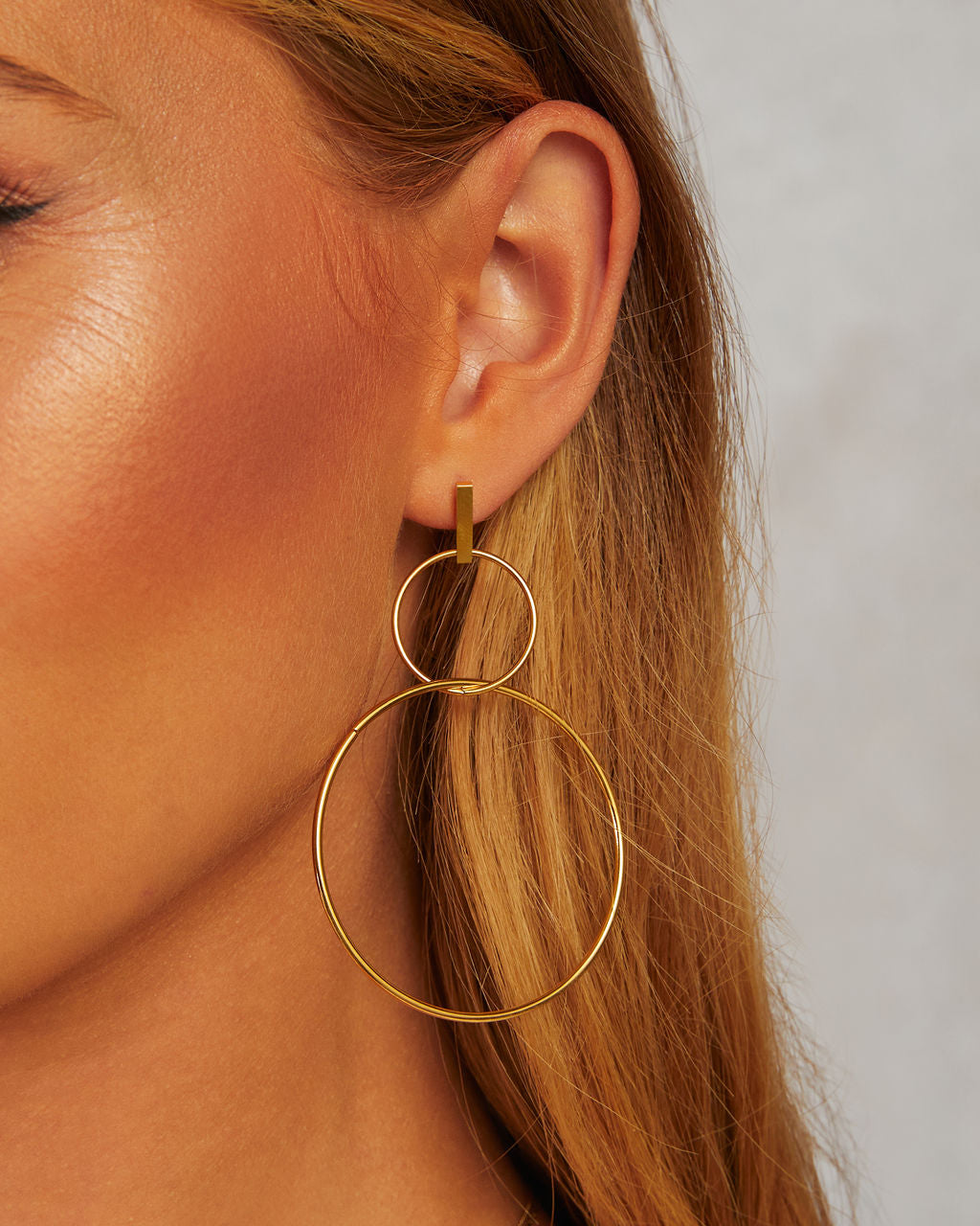 David Double Hoop Drop Earrings-Vogue Logic