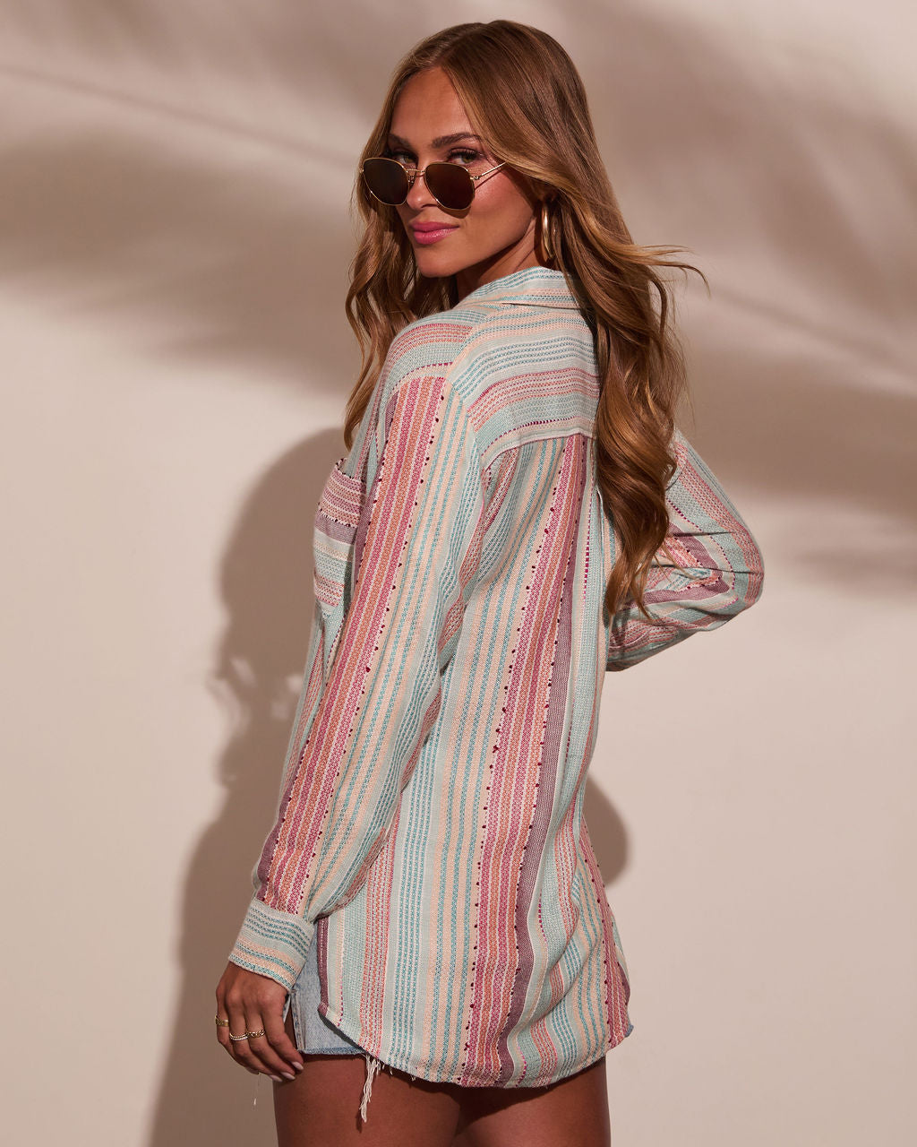 Larson Striped Button Down Top-Vogue Logic