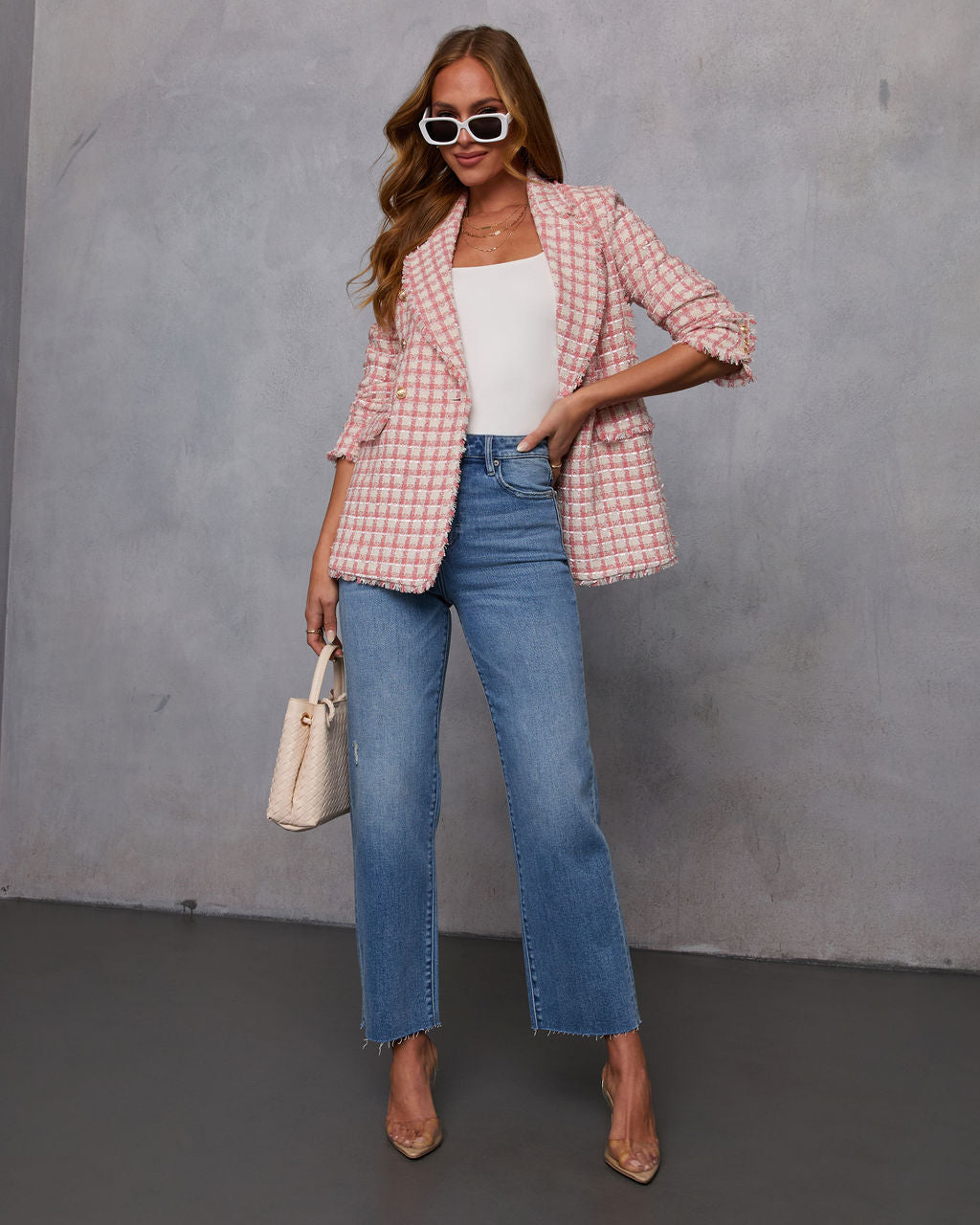 Darling Me Tweed Double Breasted Blazer-Vogue Logic