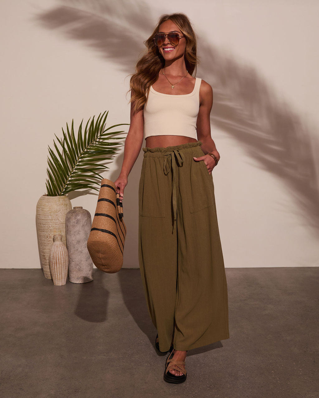 Journey On Linen Drawstring Pants-Vogue Logic