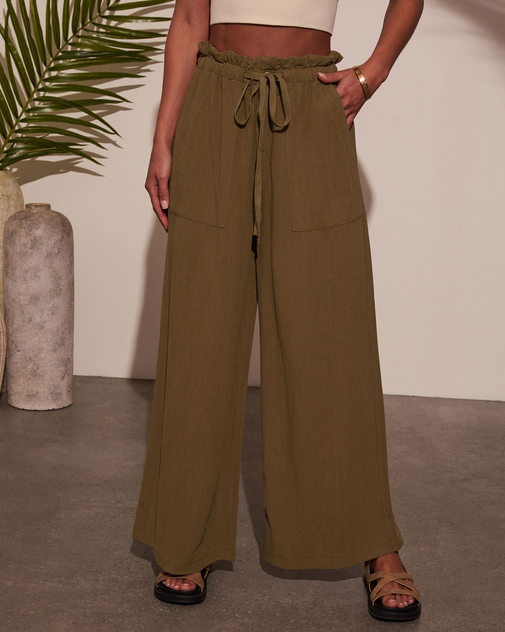 Journey On Linen Drawstring Pants-Vogue Logic