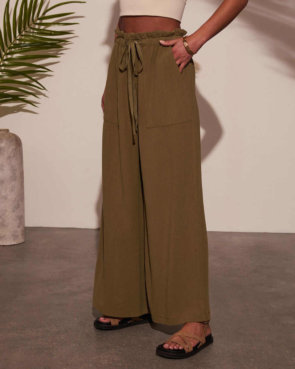 Journey On Linen Drawstring Pants-Vogue Logic