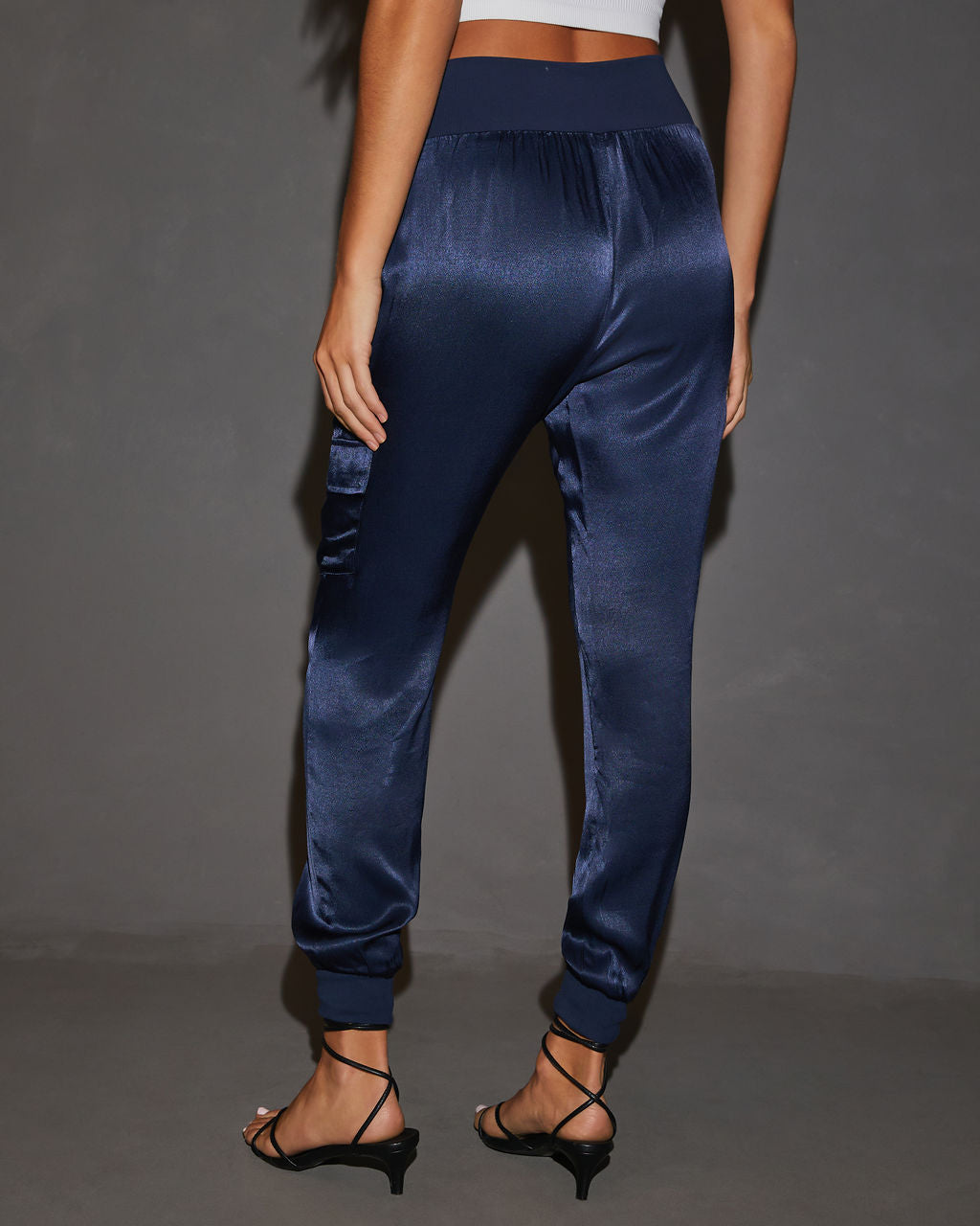 Luxe Look Satin Pocketed Joggers-Vogue Logic