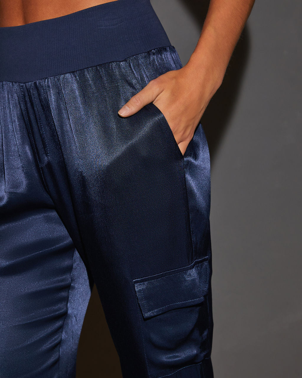 Luxe Look Satin Pocketed Joggers-Vogue Logic