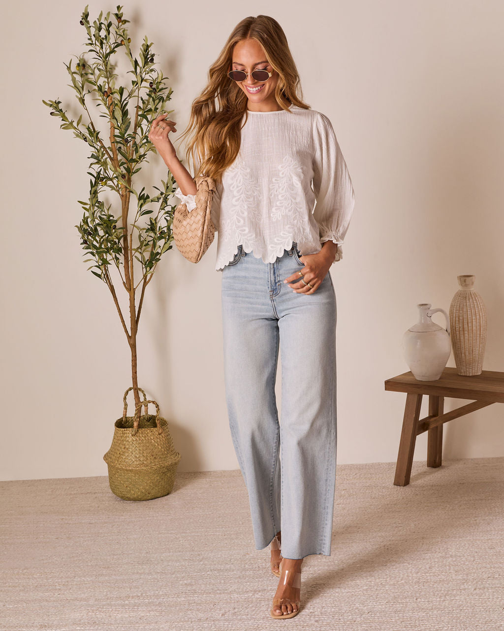 Cauline Embroidered Linen Top-Vogue Logic