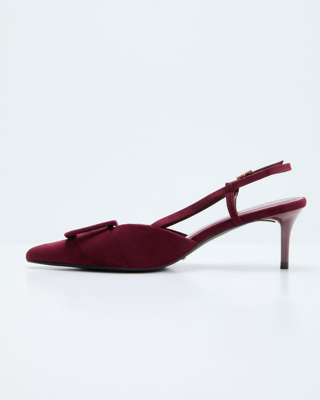 Hazel Lane Buckle Suede Slingback Heels-Vogue Logic