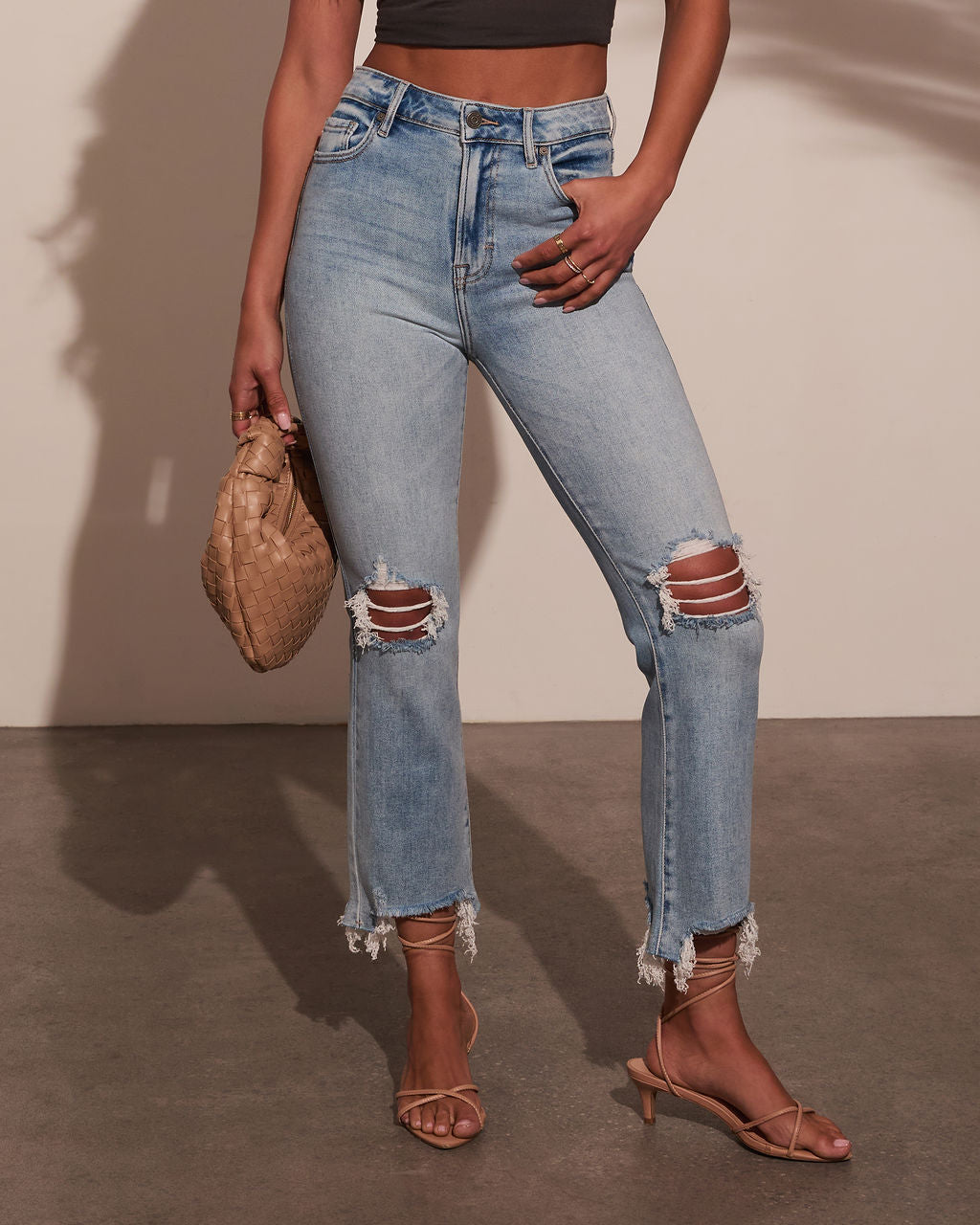 Cosmia Super Stretch High Rise Distressed Denim-Vogue Logic