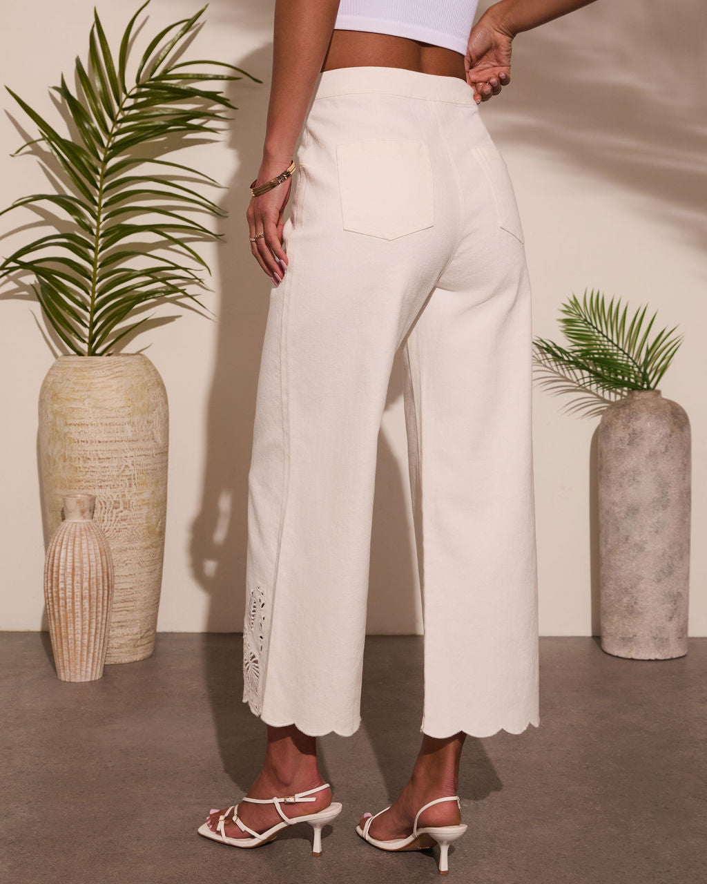 Breezy Ritual Eyelet Scallop Jeans-Vogue Logic