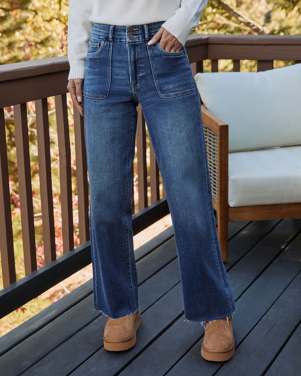 Keep By Me Raw Hem Dad Jeans-Vogue Logic