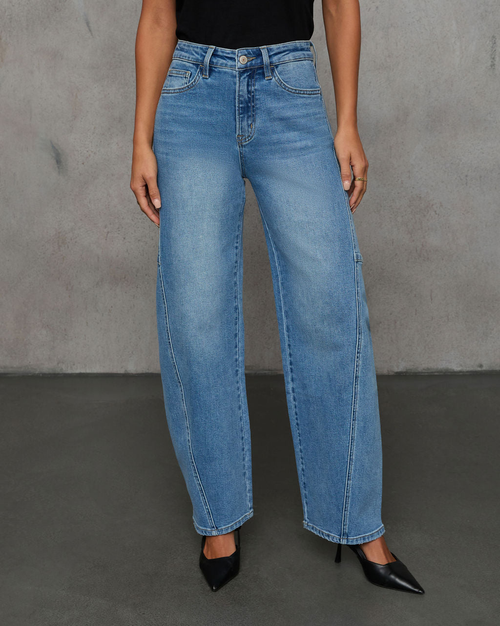 Launa Stretch High Rise Barrel Jeans-Vogue Logic