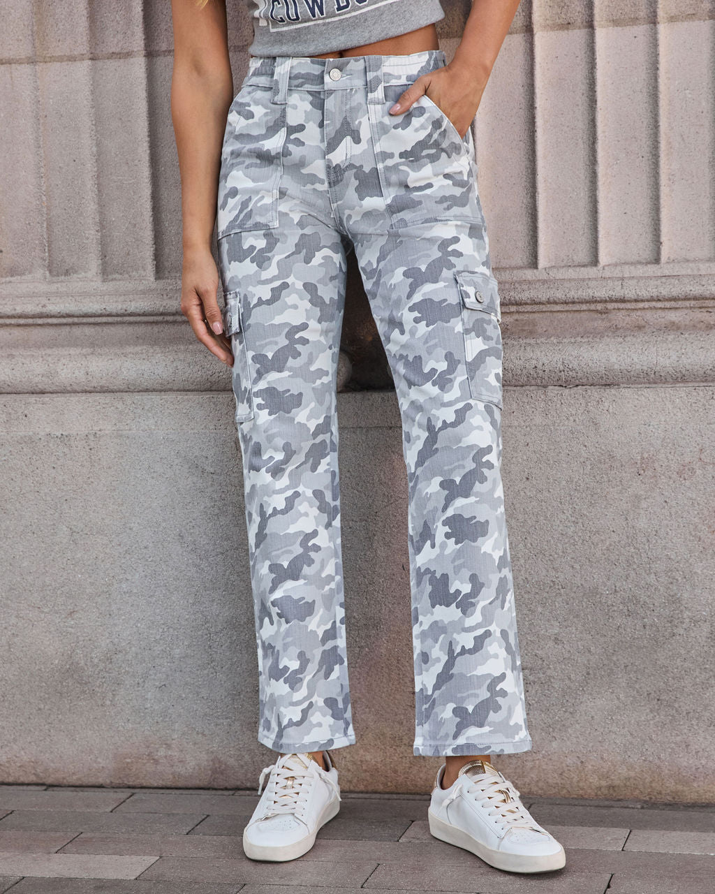 Lollie Camo Super Stretch Wide Leg Jeans-Vogue Logic