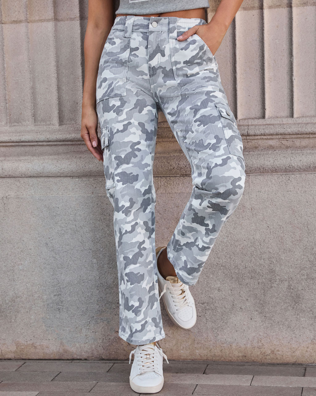 Lollie Camo Super Stretch Wide Leg Jeans-Vogue Logic