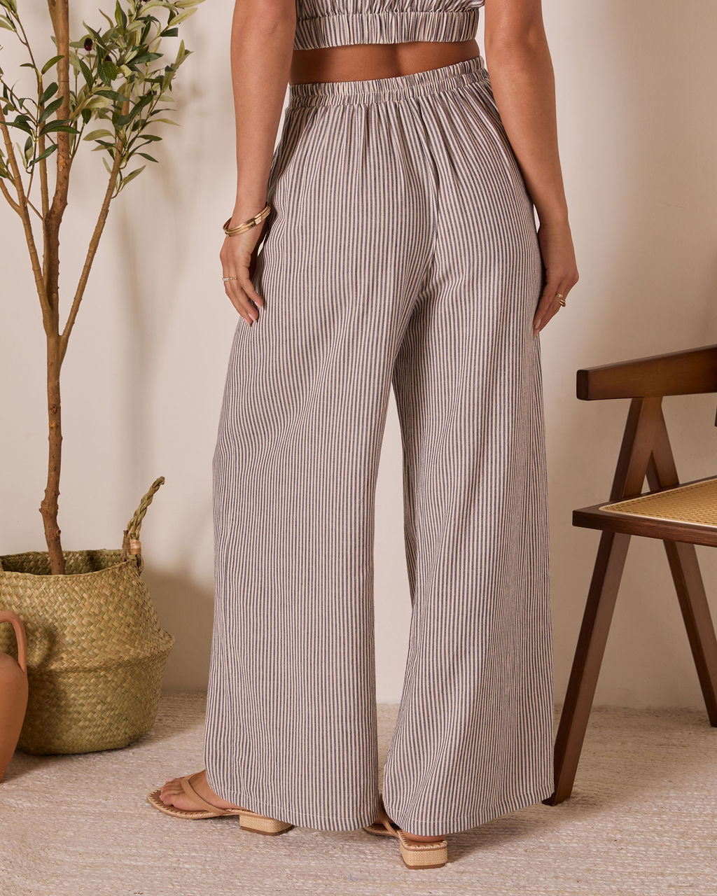 Thea High Rise Striped Pants-Vogue Logic