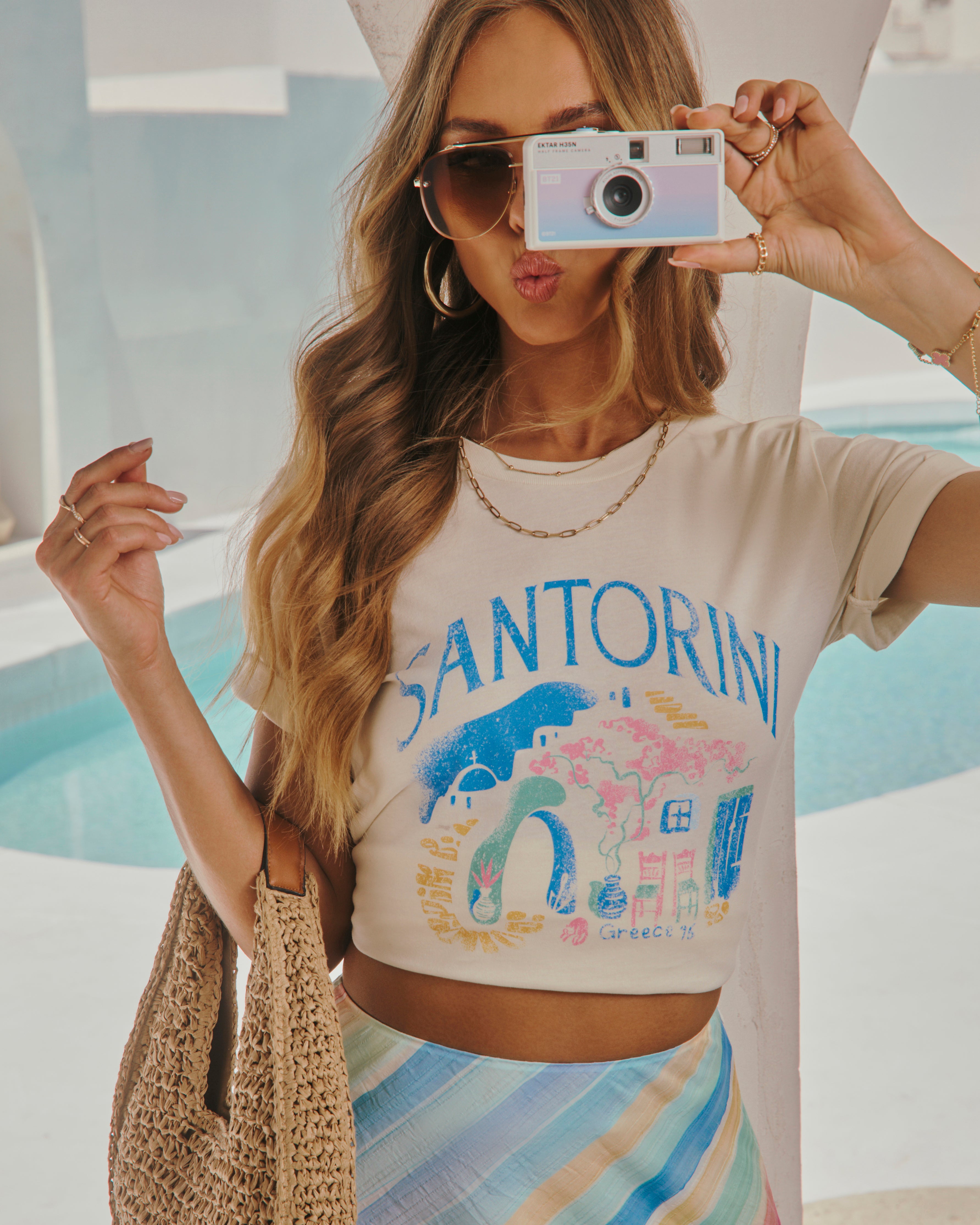 Santorini Short Sleeve Graphic Tee-Vogue Logic