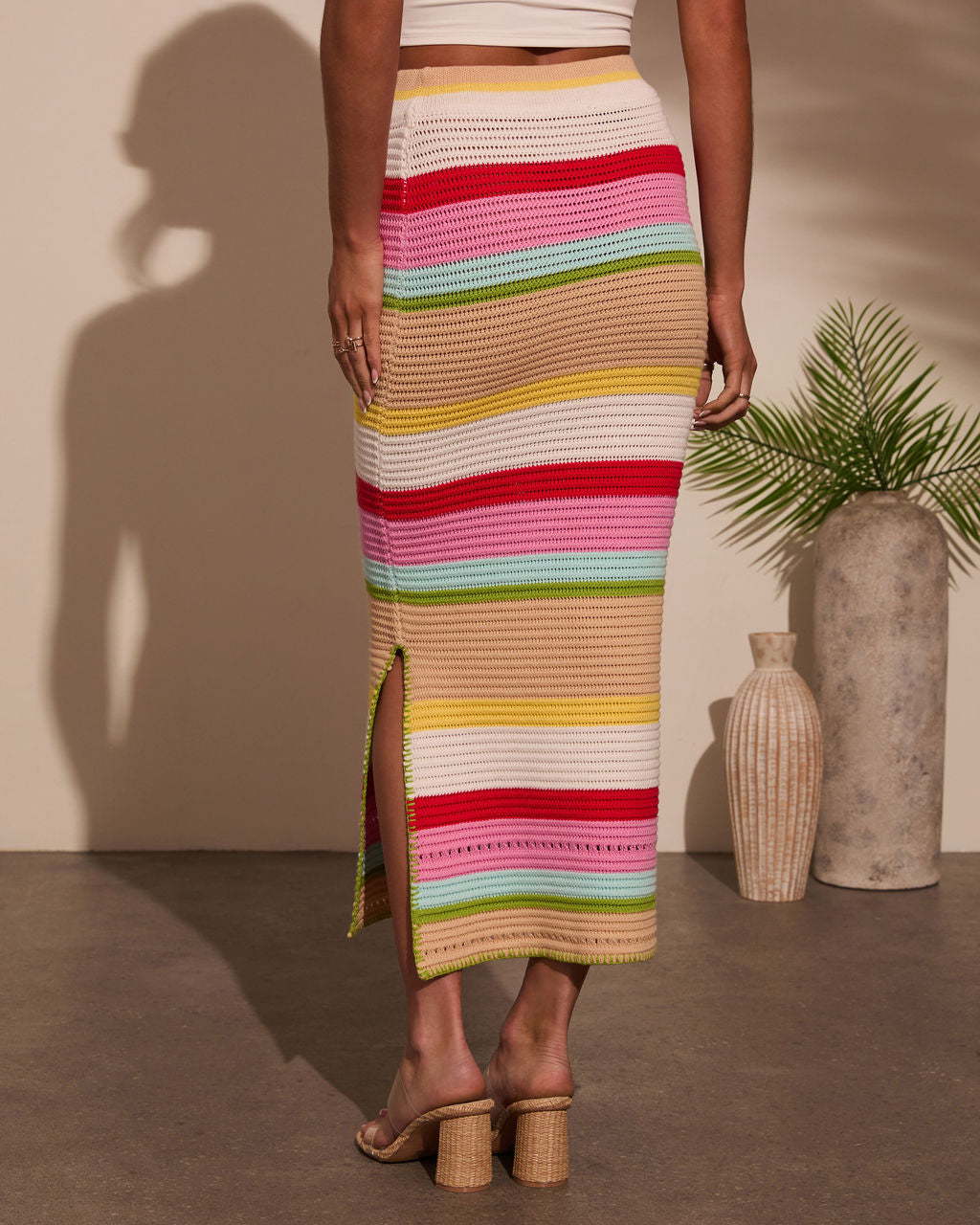 Yessenia Striped Crochet Midi Skirt-Vogue Logic