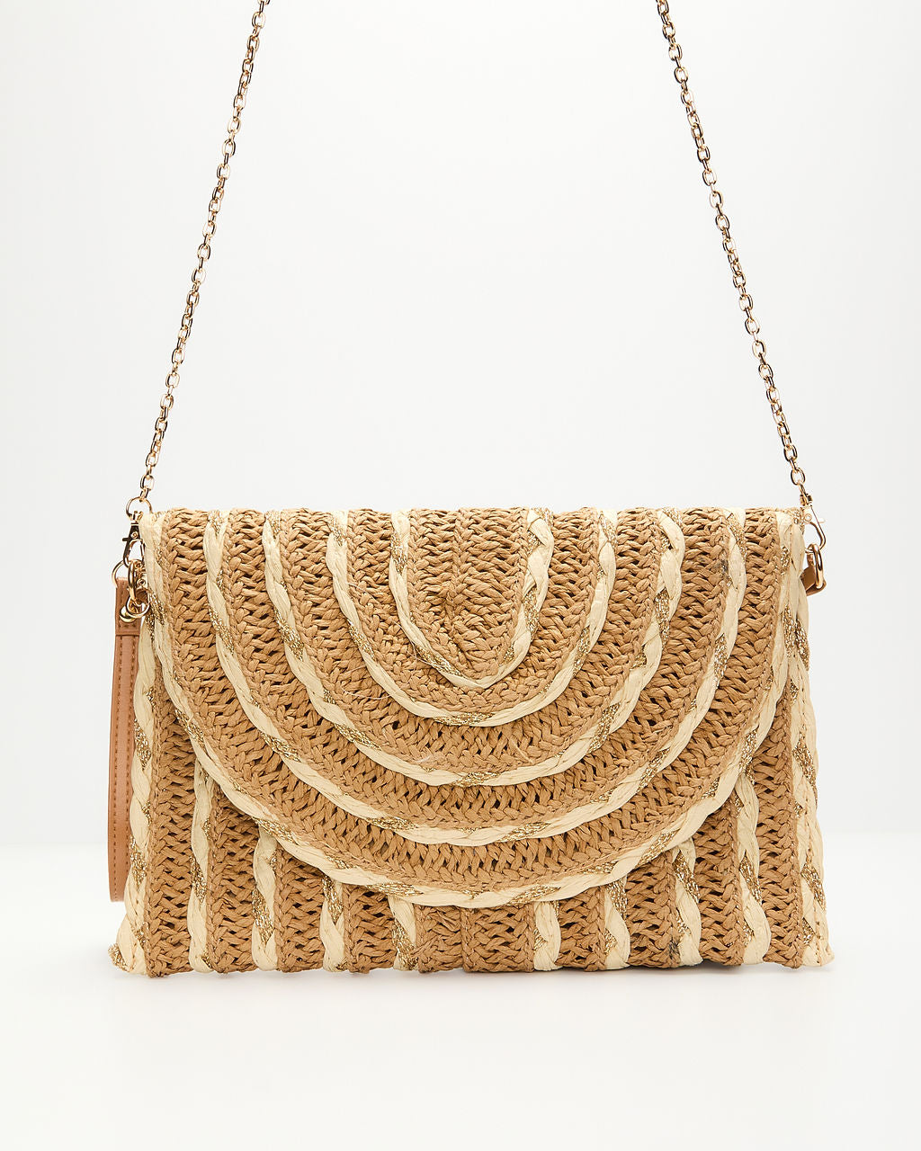 Ameria Woven Textured Straw Clutch-Vogue Logic
