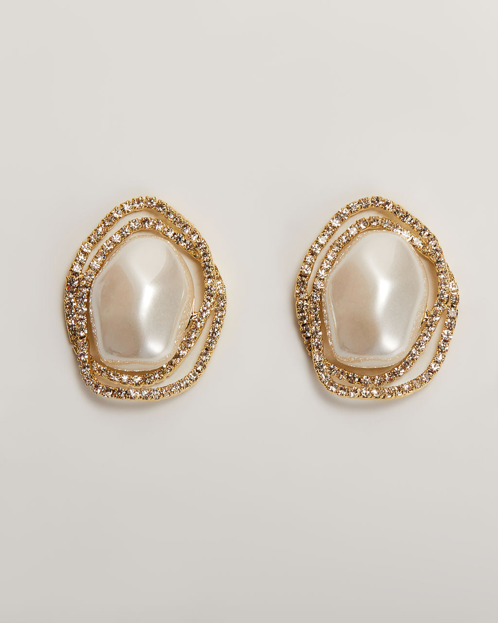 Oceanic 18k Gold Plated Pearl Stud Earrings-Vogue Logic