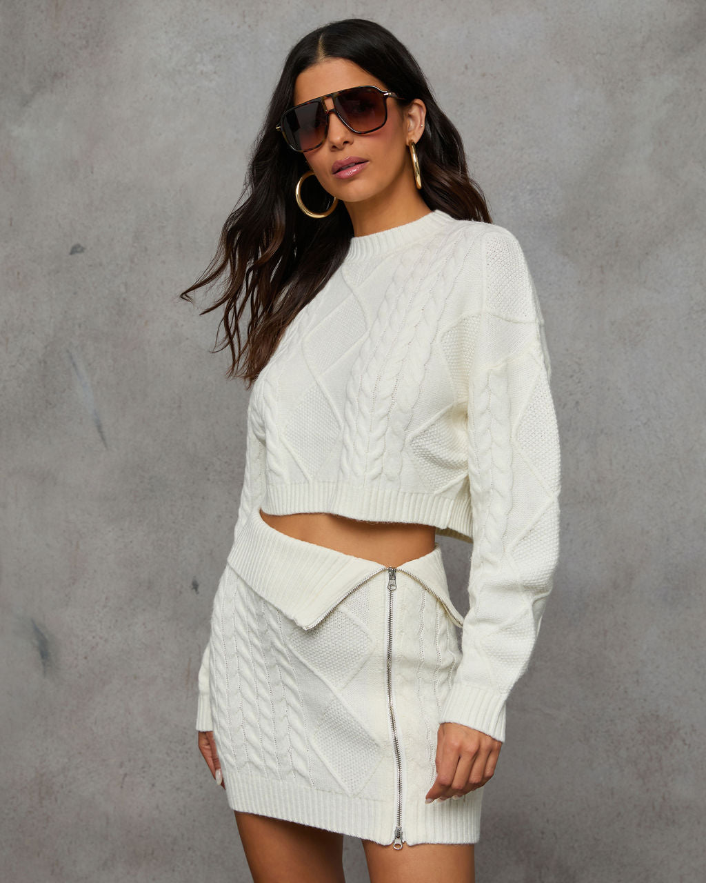 Crisp Day Cable Knit Sweater-Vogue Logic